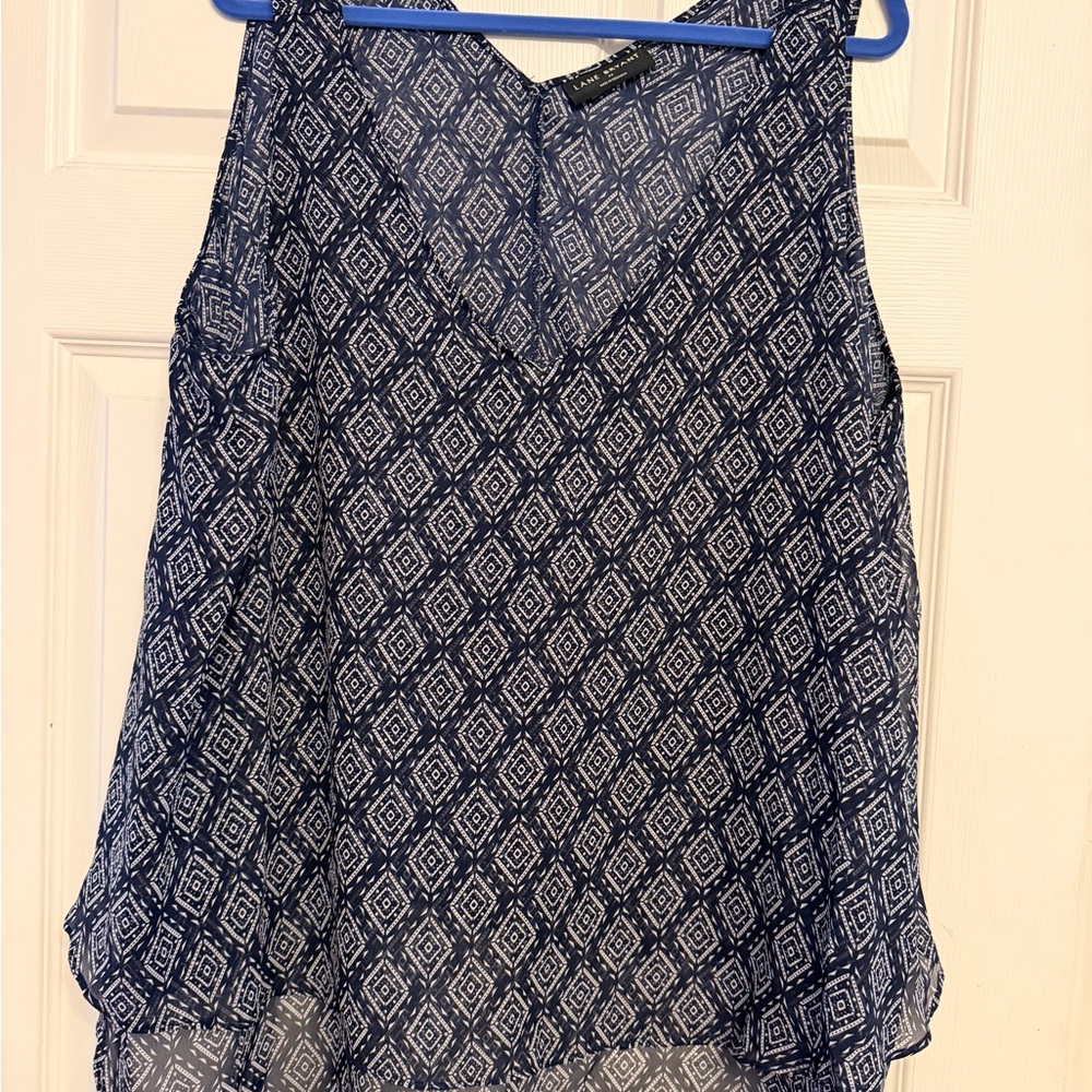 Lane Bryant Navy Diamond Pattern Blouse